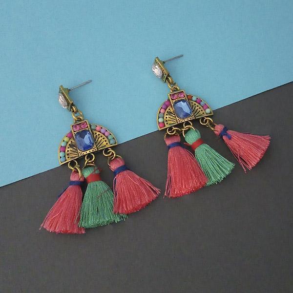 Jeweljunk Multi Austrian Stone Thread Earrings - 1312327D