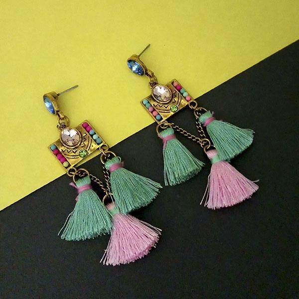Jeweljunk Multi Austrian Stone Thread Earrings - 1312328D