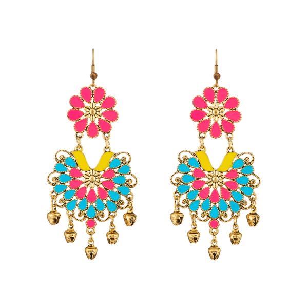 Jeweljunk Multi Color Meenakari Afghani Earrings - 1312401B