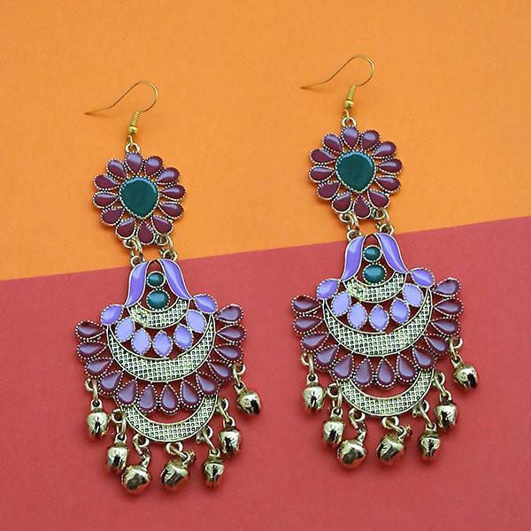 Jeweljunk Multi Silver Plated Meenakari Afghani Earrings - 1312401H