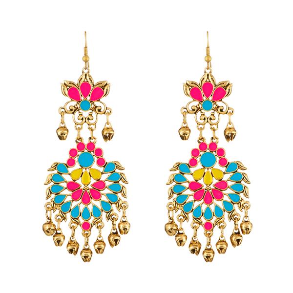 Jeweljunk Meenakari Gold Plated Afghani Earrings - 1312402B