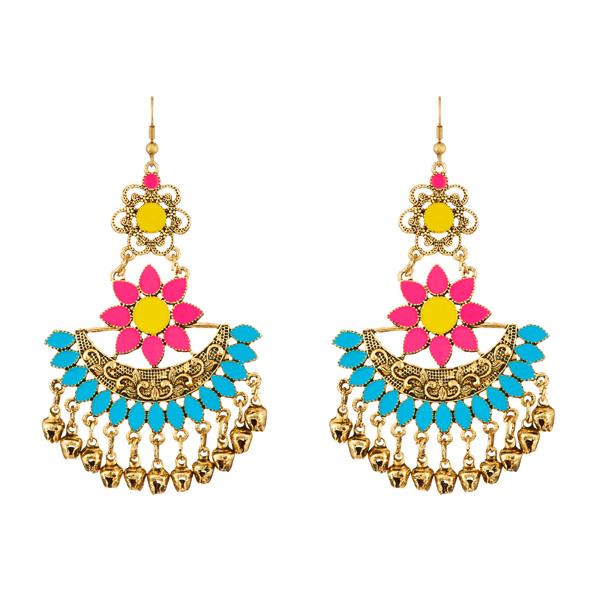 Jeweljunk Multi Color Meenakari Afghani Earrings - 1312403B