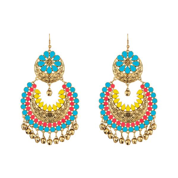 Jeweljunk Multi Color Meenakari Afghani Earrings - 1312404B