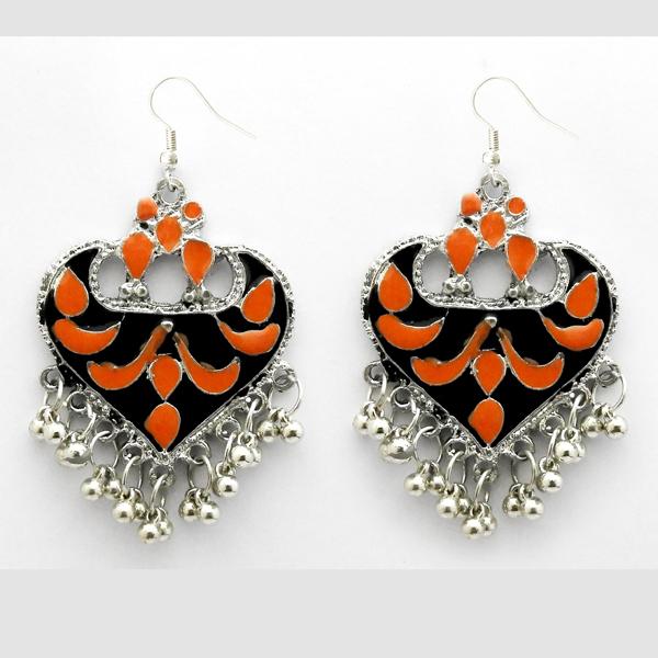 Jeweljunk Rhodium Plated Meenakari Afghani Earrings - 1312410C