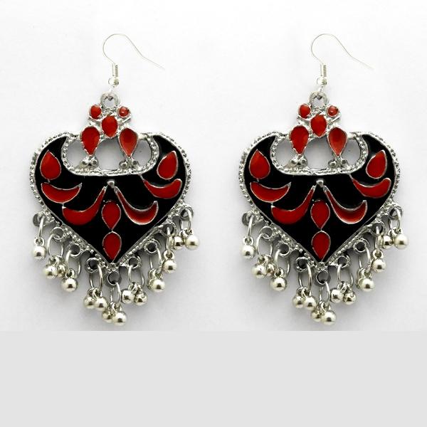 Jeweljunk Rhodium Plated Meenakari Afghani Earrings - 1312410E