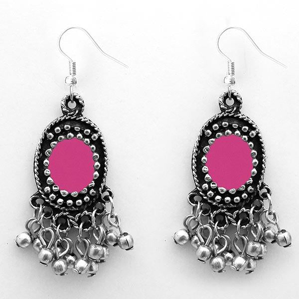Jeweljunk Pink Rhodium Plated Afghani Earrings - 1312415F