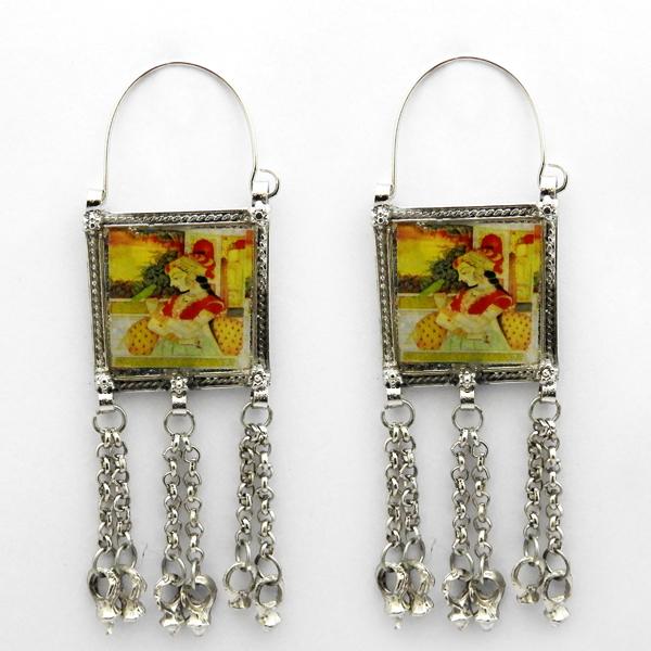 Urthn Rhodium Plated Dangler Earrings - 1312425B