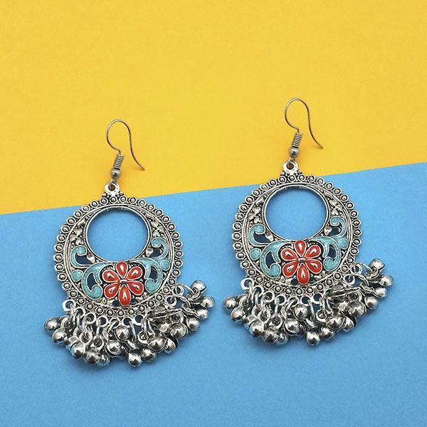 Jeweljunk Blue And Maroon Meenakari Afghani Earrings - 1312427D