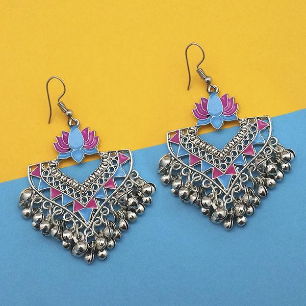 Jeweljunk Blue And Pink Meenakari Afghani Earrings - 1312428F