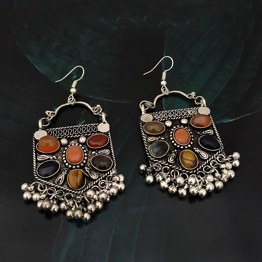 Jeweljunk Multicolor Beads Oxidised Afghani Earrings