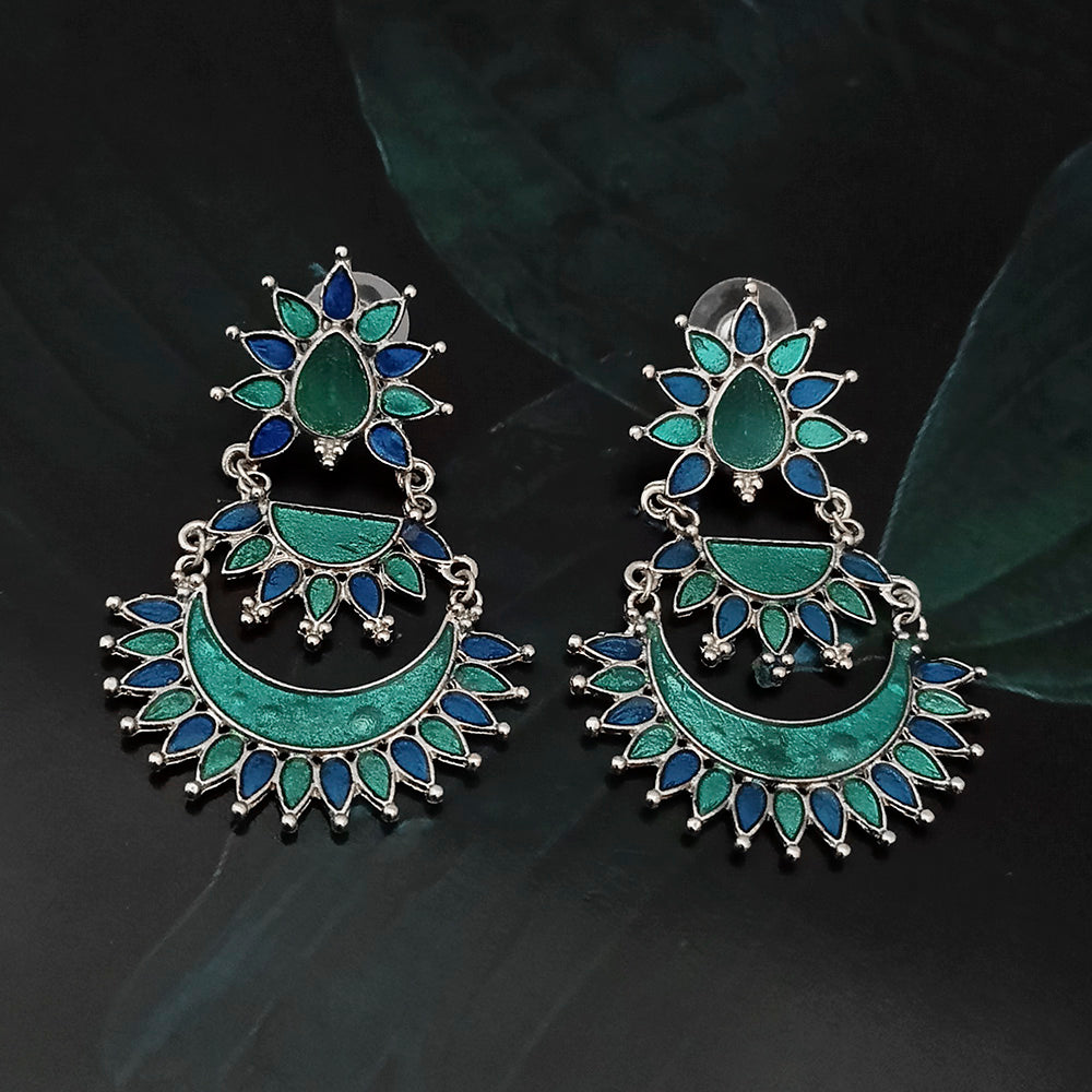 Jeweljunk Meenakari Oxidised Afghani Dangler Earrings