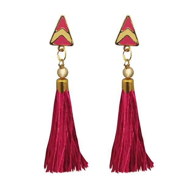 Jeweljunk Pink Thread Gold Plated Tassel Earrings - 1313301A