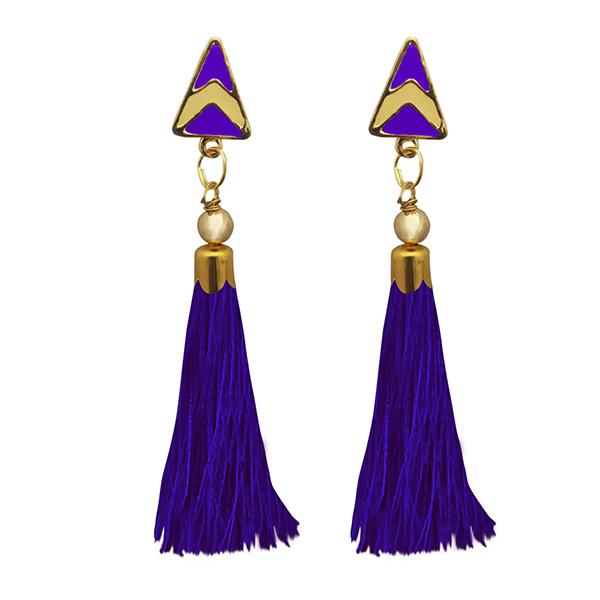 Jeweljunk Purple Thread Gold Plated Tassel Earrings - 1313301B