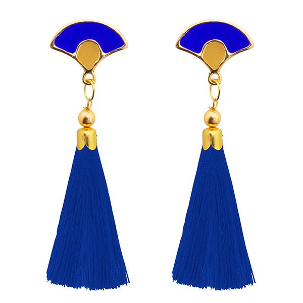 Jeweljunk Blue Thread Gold Plated Tassel Earrings - 1313302B