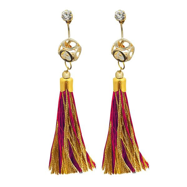 Jeweljunk Gold Plated Multi Thread Tassel Earrings - 1313304A