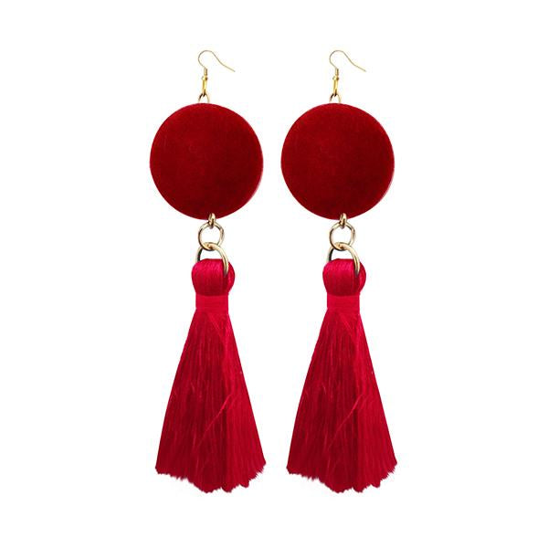 Jeweljunk Red Thread Gold Plated Tassel Earrings - 1313308B