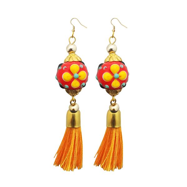 Jeweljunk Yellow Thread Gold Plated Tassel Earrings - 1313312D