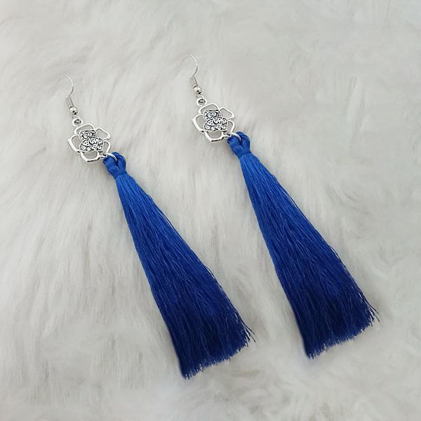Jeweljunk Blue Thread Austrian Stone Tassel Earrings - 1313320D