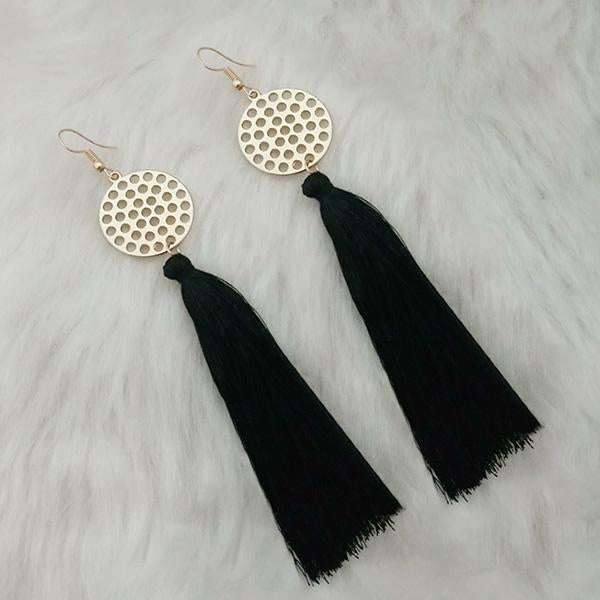 Jeweljunk Black Gold Plated Plated Tassel Earrings - 1313325D