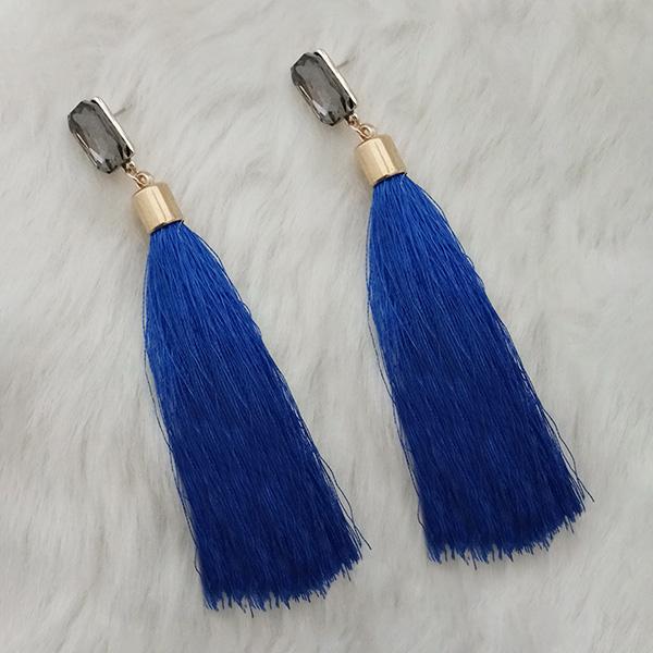 Jeweljunk Blue Thread Gold Plated Tassel Earrings - 1313331D