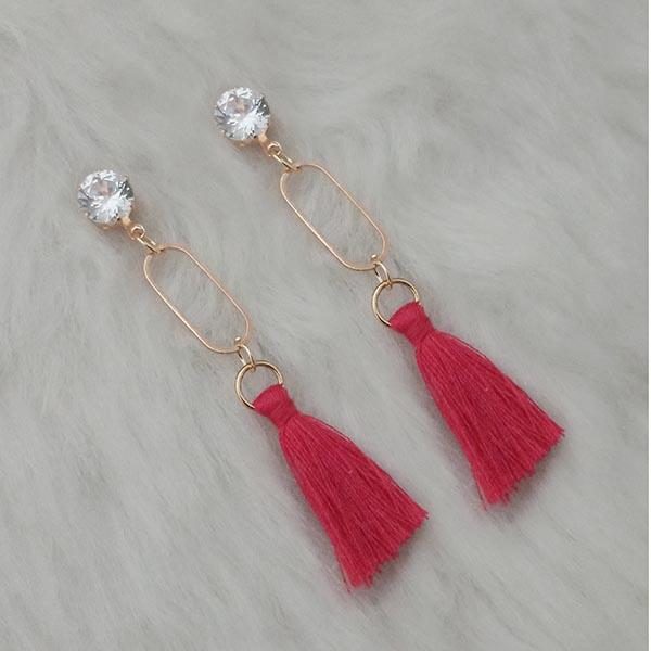 Jeweljunk Red Thread Gold Plated Tassel Earrings - 1313333E