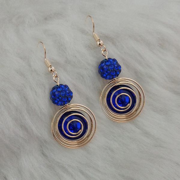 Jeweljunk Blue Austrian Stone Gold Plated Dangler Earrings - 1313415B