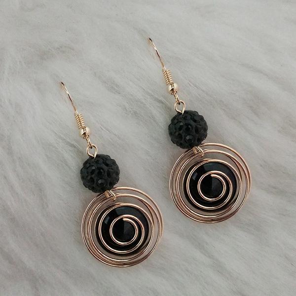 Jeweljunk Black Austrian Stone Gold Plated Dangler Earrings - 1313415E