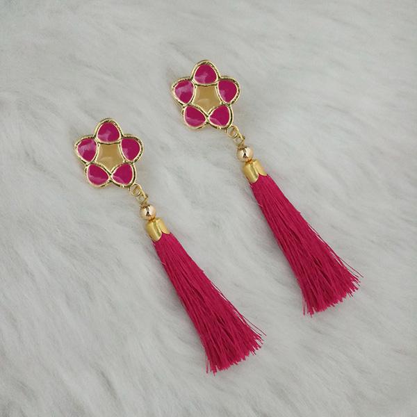 Jeweljunk Pink Thread Gold Plated Tassel Earrings - 1313419F