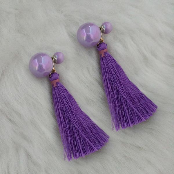 Jeweljunk Purple Thread Tassel Earrings - 1313422C