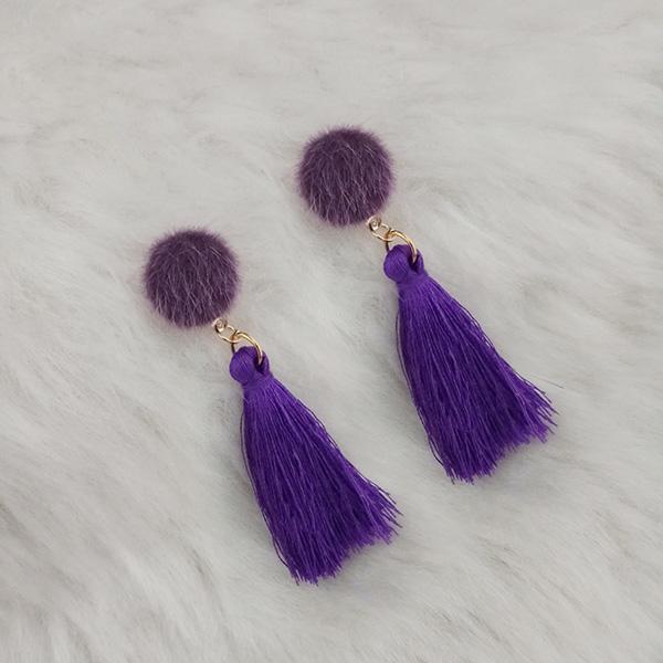 Jeweljunk Blue Thread Gold Plated Tassel Earrings - 1313424F