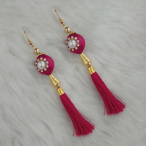 Jeweljunk Purple Thread Gold Plated Tassel Earrings - 1313427D
