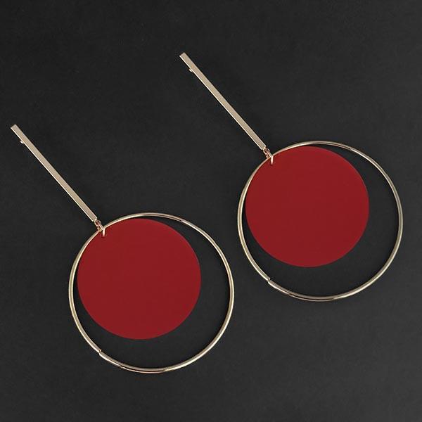 Urthn Red Acrylic Dangler Earrings - 1314004C