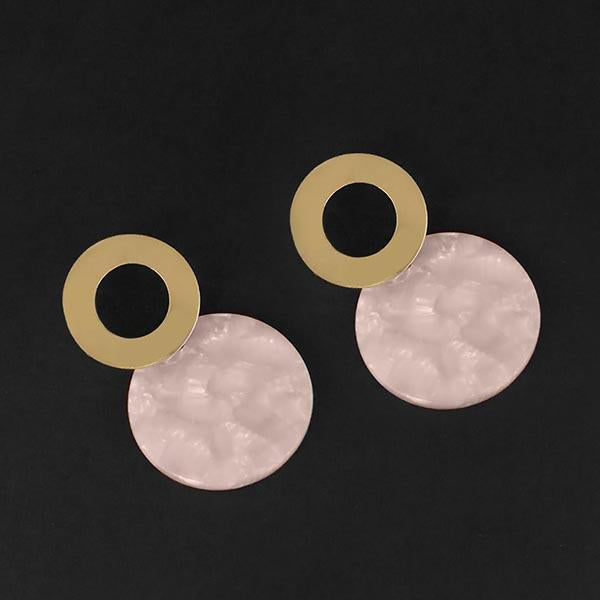 Urthn Pink Acrylic Dangler Earrings - 1314005E