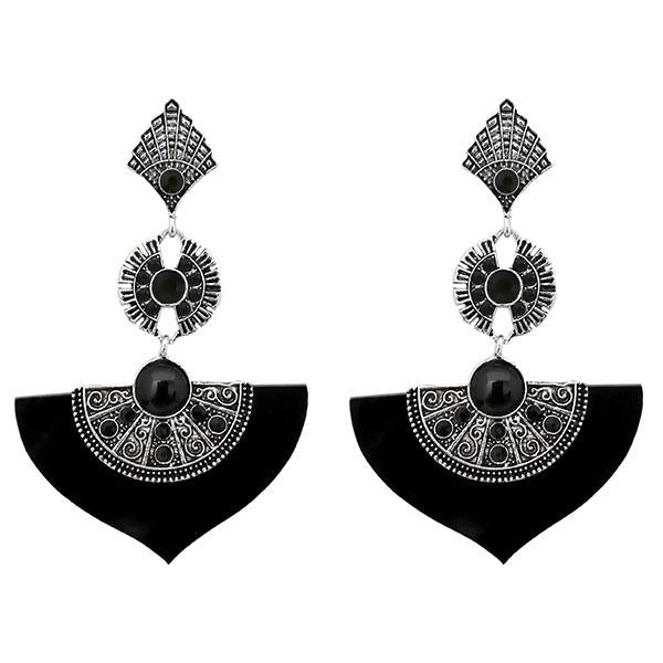 Urthn Black Austrian Stone Dangler Earrings - 1314011B