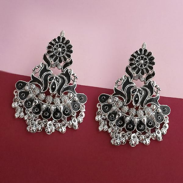 Jeweljunk Silver Plated Black Meenakari Afghani Earrings - 1314258E