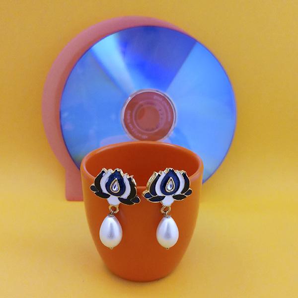 Urthn Fashions White Meenakari Earrings - 1314401B