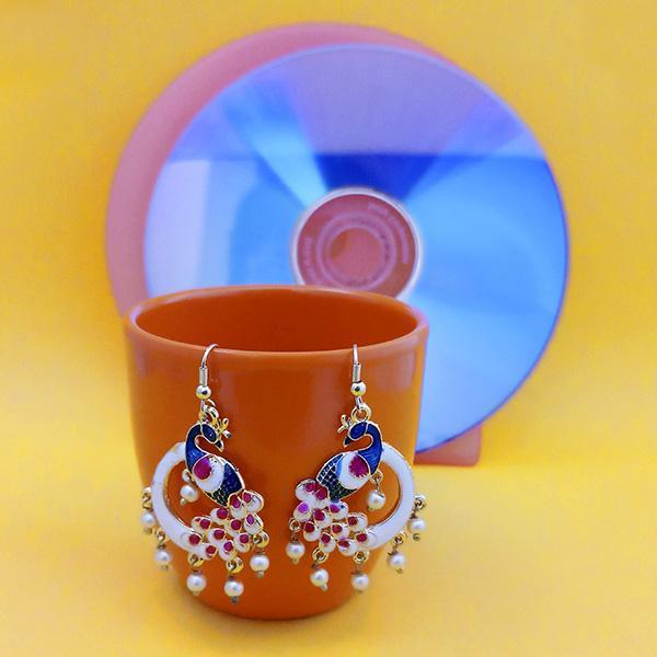 Urthn Fashions White Meenakari Earrings - 1314404B