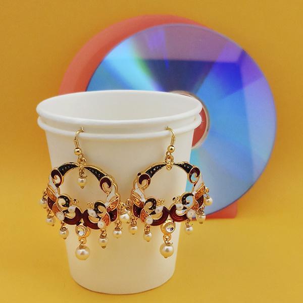 Urthn Fashions White Meenakari Earrings - 1314406D