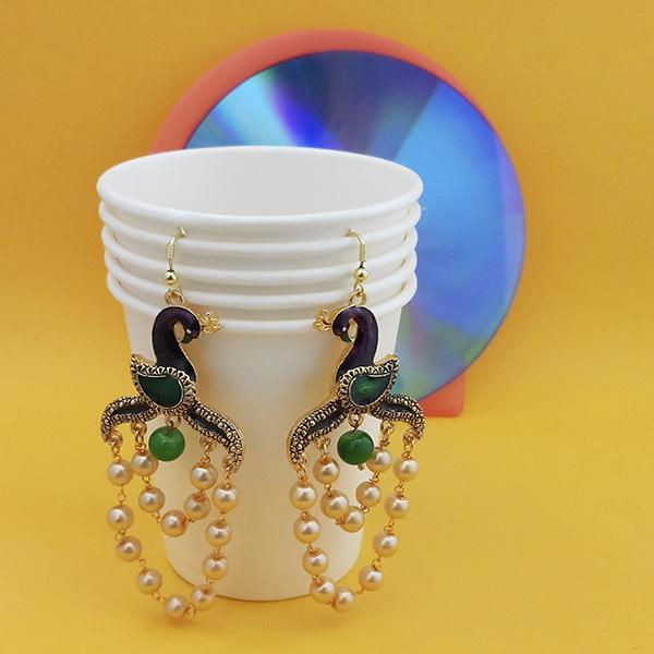 Urthn Fashions Green Meenakari Peacock Earrings - 1314413A