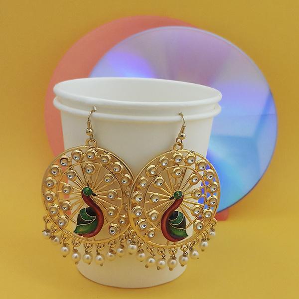 Urthn Fashions Green Meenakari Peacock Earrings - 1314414C