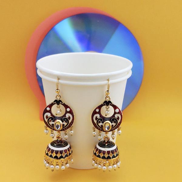 Urthn Fashions White Meenakari Peacock Earrings - 1314415A