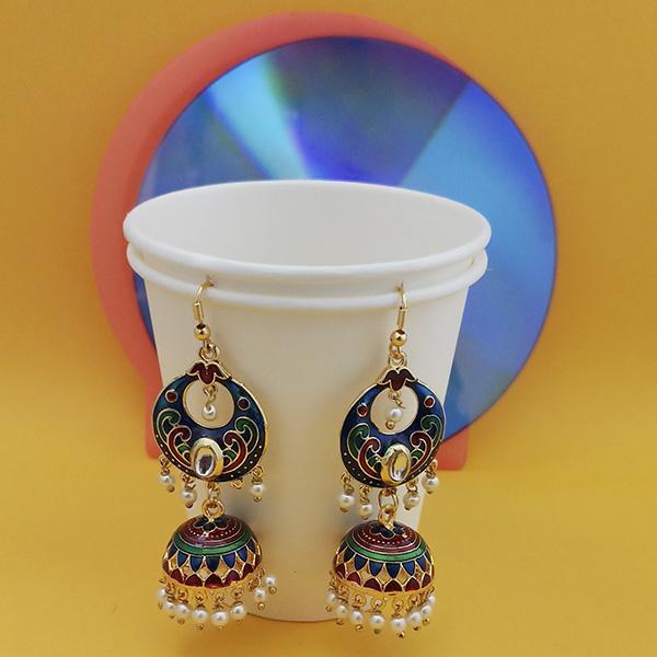 Urthn Fashions Blue Meenakari Peacock Earrings - 1314415D