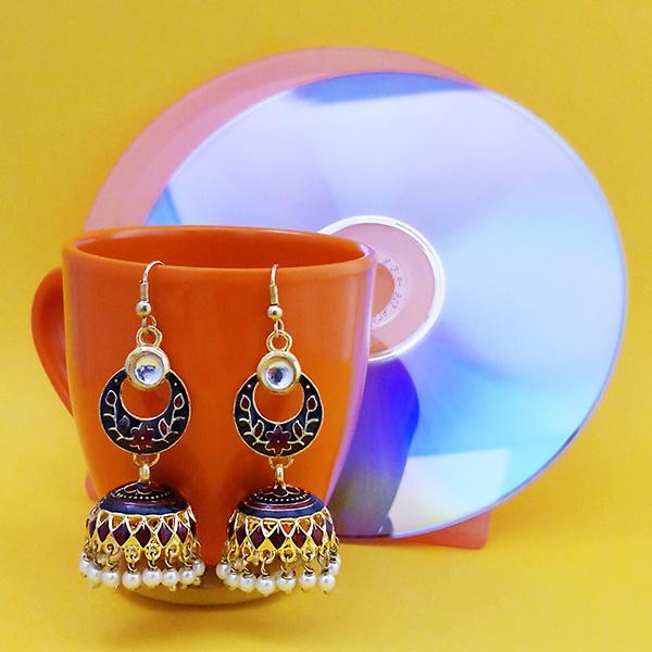 Urthn Fashions Blue Meenakari Peacock Earrings - 1314416A