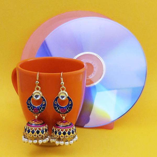 Urthn Fashions Blue Meenakari Peacock Earrings - 1314416B