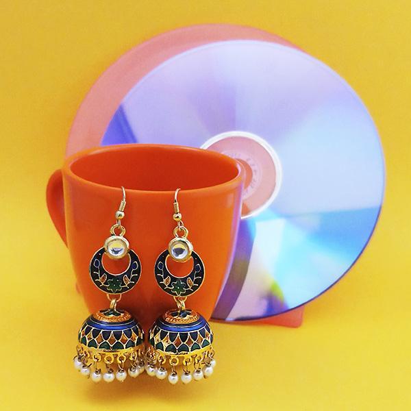 Urthn Fashions Blue Meenakari Peacock Earrings - 1314416D