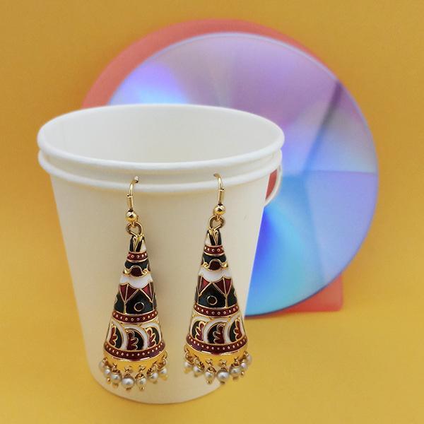 Urthn Fashions White Meenakari Earrings - 1314420B