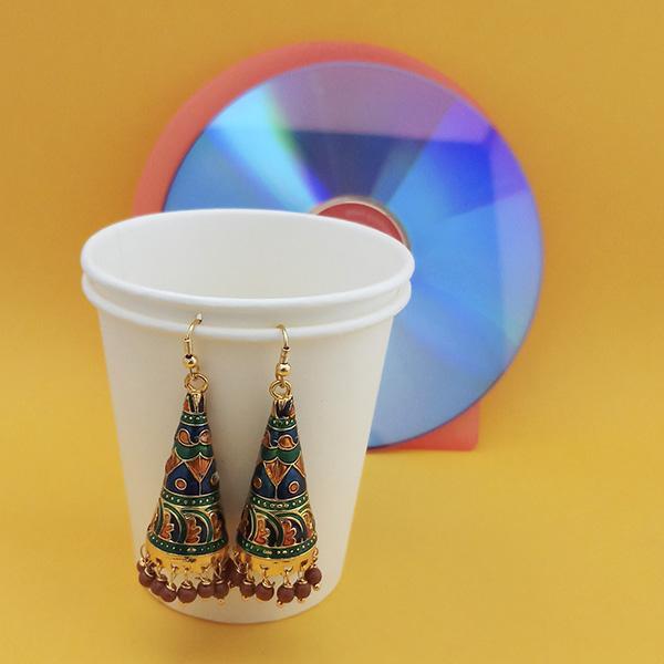 Urthn Fashions Purple Meenakari Earrings - 1314420F