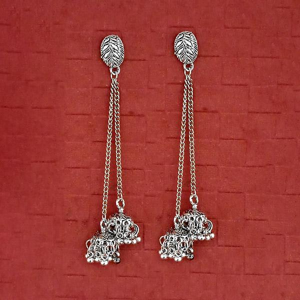 Jeweljunk Oxidised Plated Chain Jhumki Earrings