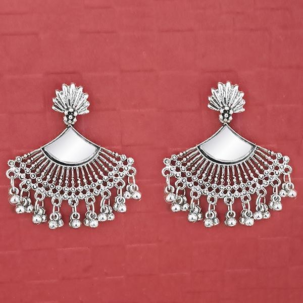 Tip Top Fashions Silver Plated Mirror Dangler Earrings - 1314704