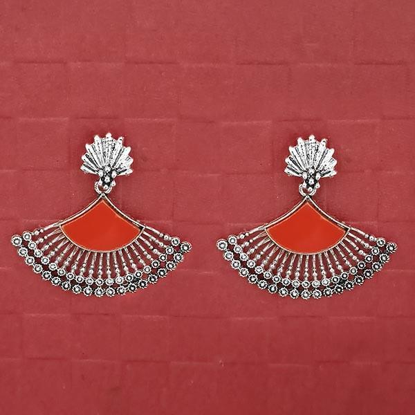 Jeweljunk Silver Plated Orange Enamel Earrings - 1314746F